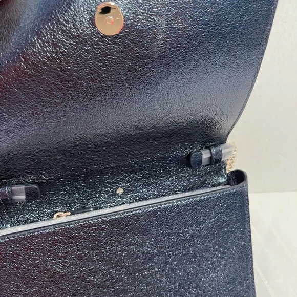 Kate Spade New York Spencer Metallic Navy Gold Chain Crossbody - Picture 7 of 7